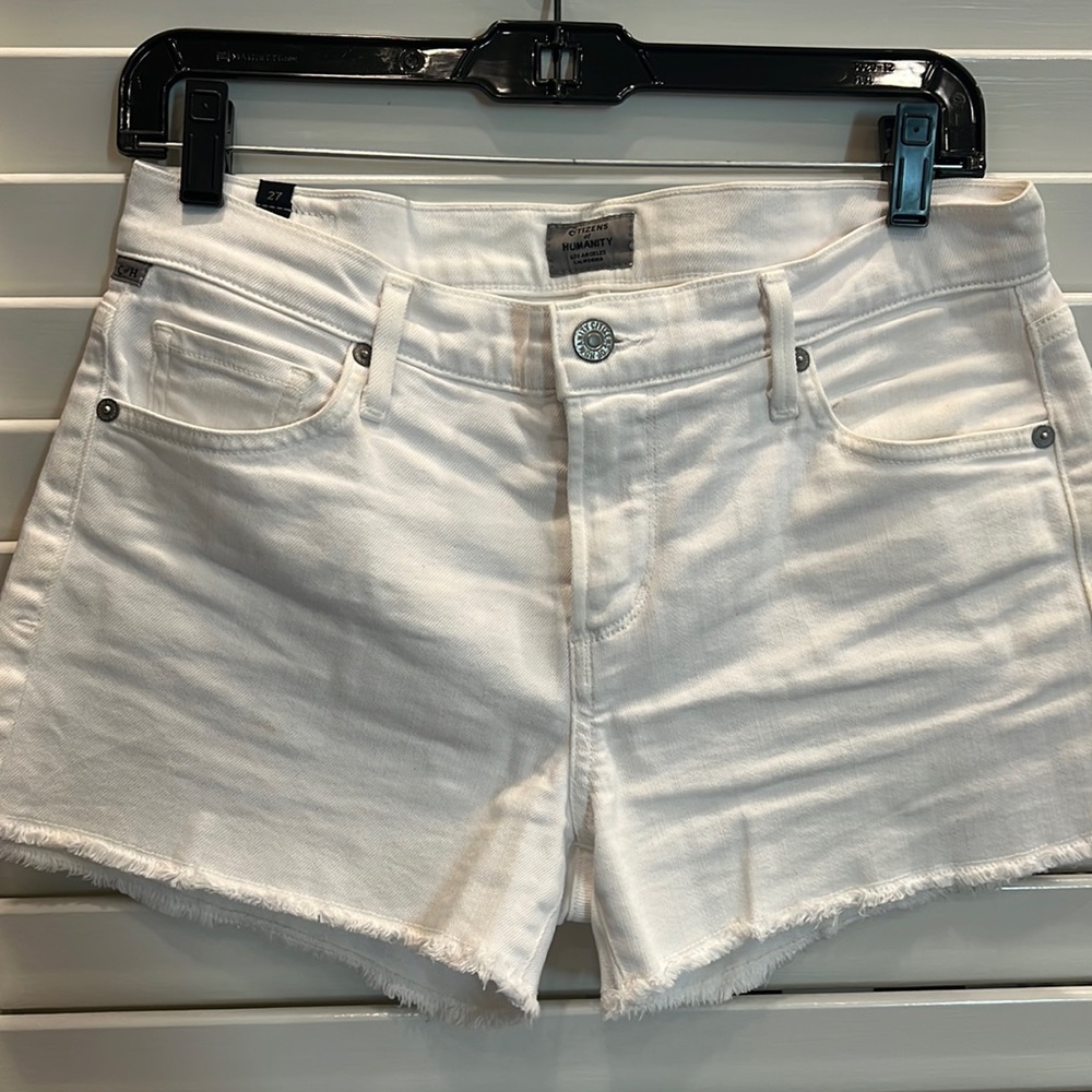 Citizens of Humanity white denim shorts